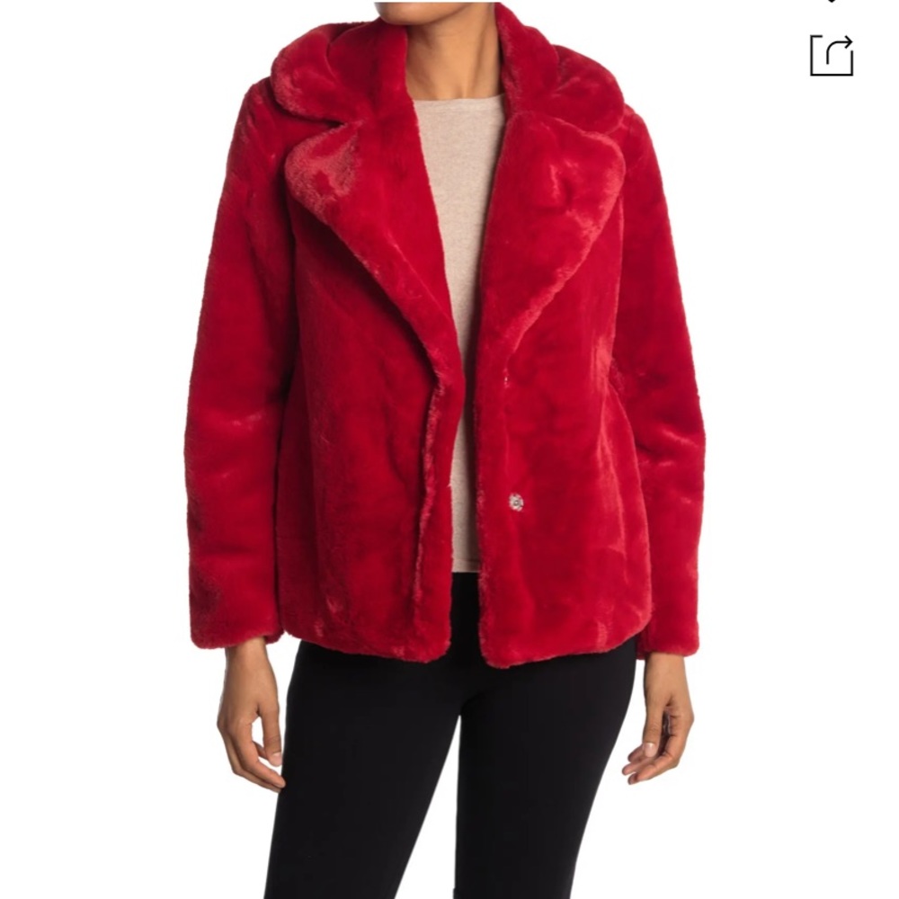 NWT Kensie Notch Collar Reversible Faux Fur Coat